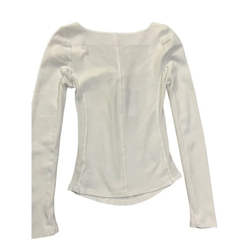 Free People White Looking Back‎ Lace-Up Top sz XS